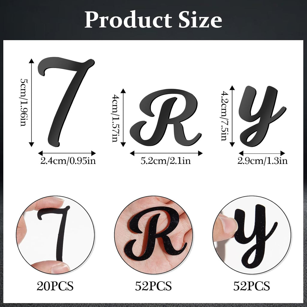 126 PCS Custom Name Cake Topper Acrylic Letters DIY Personalized A-Z & 0-9 Number Alphabet Cake Decoration For Wedding Anniversary Baby Shower Party Birthday Supplies (Black)