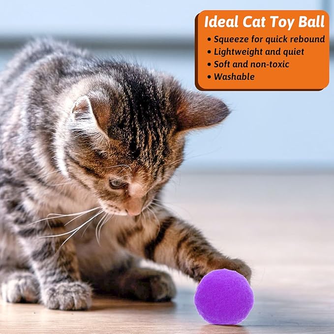 50PCS 1 Inch Cat Toys Balls Kitten Cat Pom Pom Balls Soft Cat Puff Ball Toys Rolling Interactive Cat Toy Ball Cat Nip Balls Fuzzy Balls for Cats Creative Crafts Decorations Assorted Color-PawvioPets