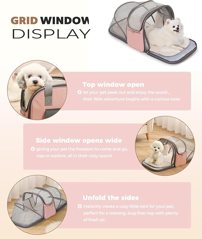 Expandable Pet Carrier Backpack, Cat Carrier Backpacks with Breathable Mesh for Cats Small Dogs Puppies Up to 25 Lbs Airline Approved Waterproof Travel Carrier with Safety Buckle for Hiking & Flights-PawvioPets