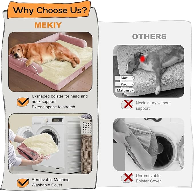 Dog Bed Medium Size Dog-Orthopedic Waterproof Bed for Dogs,Foam Couch Sofa with Washable Removable Cover & Non-Slip Bottom-Pink-PawvioPets