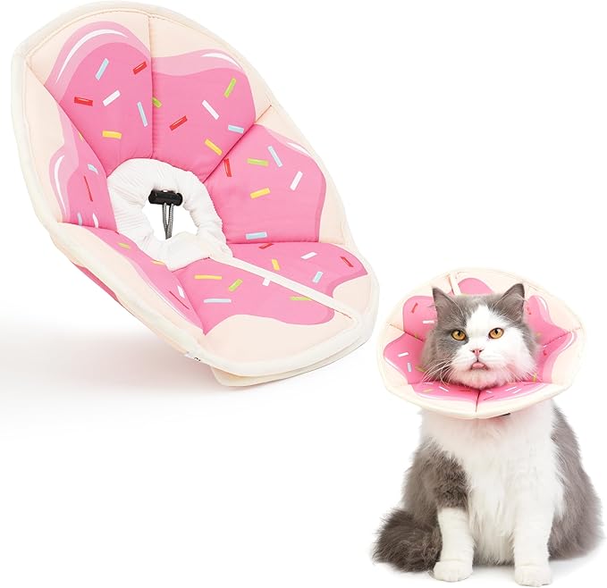 Cat Cone Collar Soft, Waterproof Cat Recovery Collar After Surgery, Adjustable Pet Donut Collar, Safety Elizabethan Collar to Prevent Licking Wounds for Kittens, Pet Cone Alternative-PawvioPets