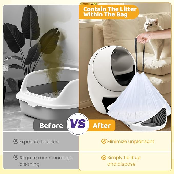 160 Count Cat Litter Box Liners with Drawstring Compatible with Litter-Robot 3/4 Heavy Duty Cat Litter Bags Waste Bags Replacement-PawvioPets