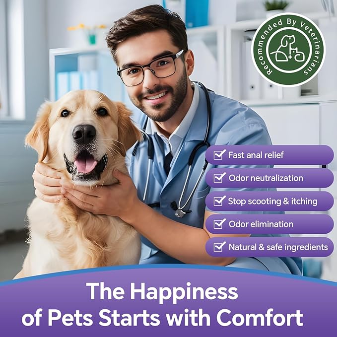 Anal Gland Spray for Dogs Cats - Fast Anal Gland Relief Stops Scooting & Itching Odor Elimination Anti Itch Dog Spray Pain Relieving Safe for All Animals - 4.06 FL OZ-PawvioPets