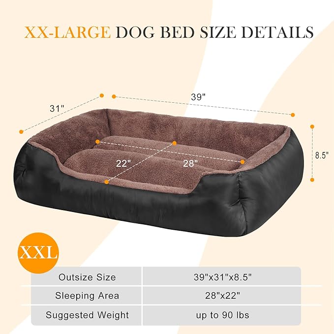 Dog Bed for Large Size Dogs, Soft Breathable Dog Bed Machine Washable, Pet Couch Bed with Non-Slip Base-PawvioPets