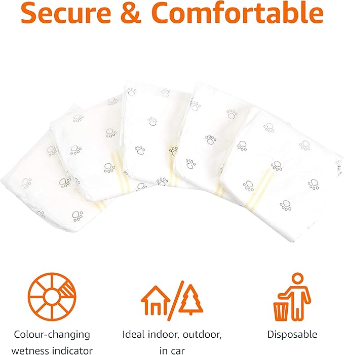 Amazon Basics Male Dog Diapers, 30 Count, X-Small, Ultra Absorbent Disposable Wrap with Secure Fit, Leakproof and Comfortable-PawvioPets