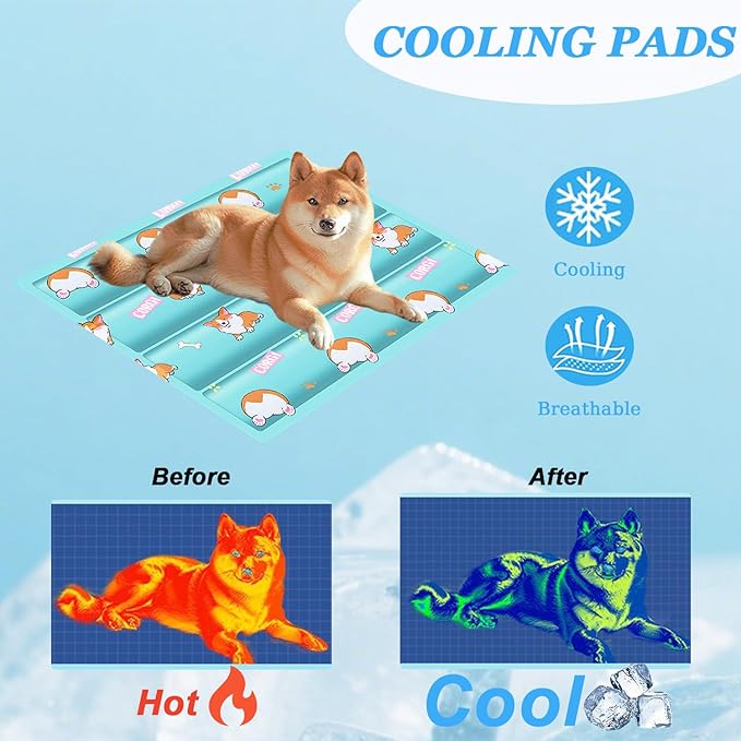 Dog Cooling Mat, Cooling Mat for Dogs & Cat, Provides Instant Relief for Small, Medium, Large Dogs, Washable, Non-Slip Design, Perfect for Hot Summer Days to Keep Pets Comfortable(M 17.7''*23.6'')-PawvioPets