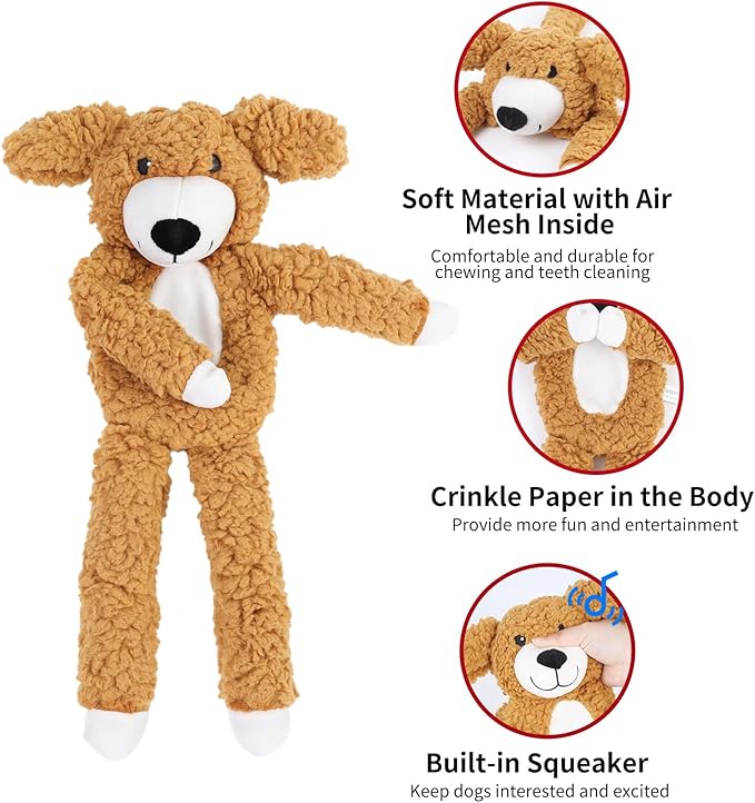DODODOLA Dog Toys Plush Partial Stuffing Puppy Chew Toys for Teething Soft Squeaky Dog Toy to Keep Them Busy for Small Medium Big Large Dogs Pet-PawvioPets