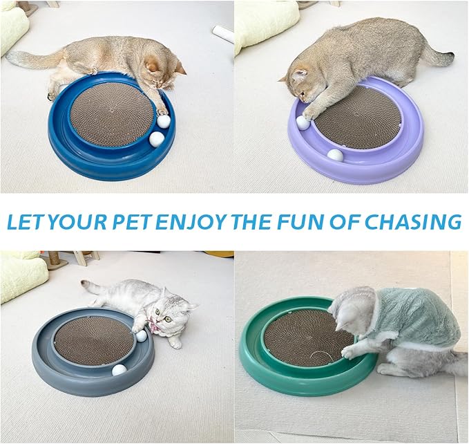 Cat Ball Toy Cat Track Balls Replacement Track Balls for Turbo Round Scratcher Toy (4 pcs), White-PawvioPets