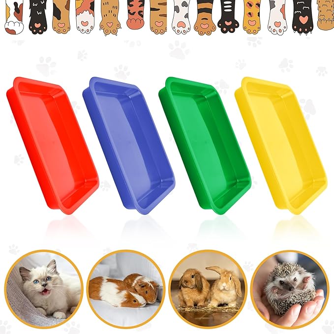 4 Pcs Open Small Kitten Litter Box, 15x12x1.4 Inch Low Entry Mini Open Cat Litter Box Rabbit Litter Pan Portable Shallow Litter Box Waterproof Travel Toilet for Bunny Guinea Pig Small Pet-PawvioPets