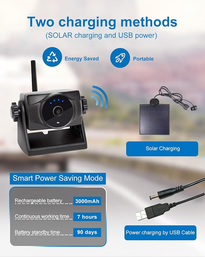 1080P Solar Magnetic Wireless Backup Camera, 90 Days Standby Rechargeable Battery, Waterproof Rear/Front View Camera for Hitching Boat Trailer Horse Pickup RV Car for iPhone iPad Android-PawvioPets