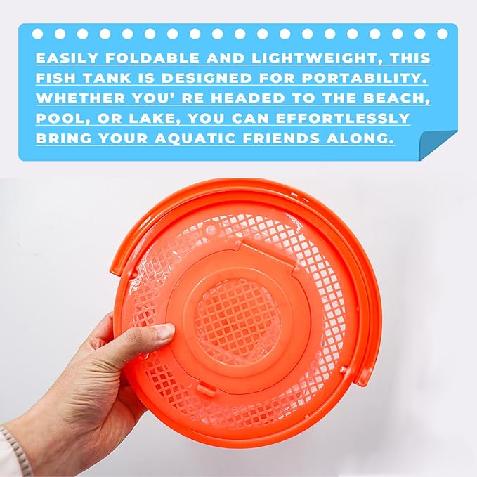 Foldable Small Aquarium, Portable Fish Tank, Fish Transport Container, Plasitc Fish Bowl, Beginner Tank, Great Concept for Catching and Release Critters, Beach, Pool and Lake (Red, Large)-PawvioPets
