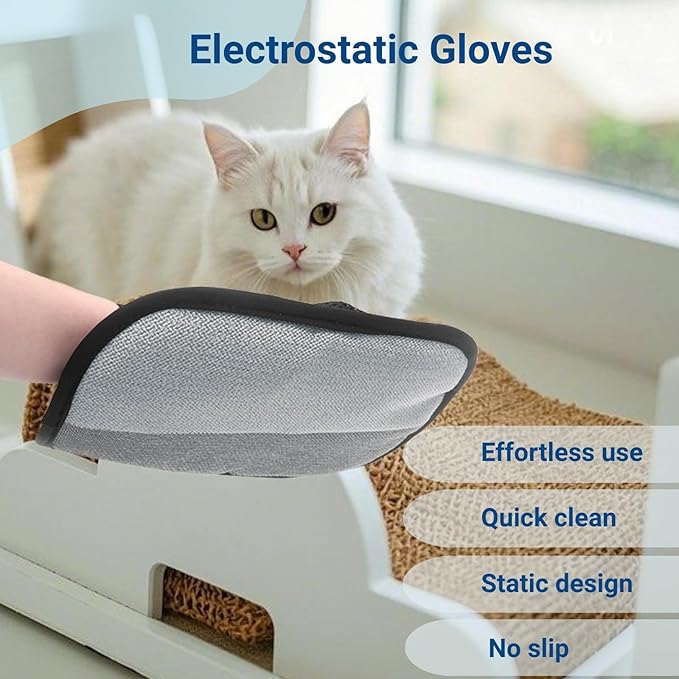 5-Pack Pet Hair Removal Gloves,Electrostatic Pet Hair Remover Tool,Dog Hair Remover Furniture Reusable & Washable Grooming Mitts,Lint & Fur Remover for Clothes, Carpets, Car Seats-PawvioPets