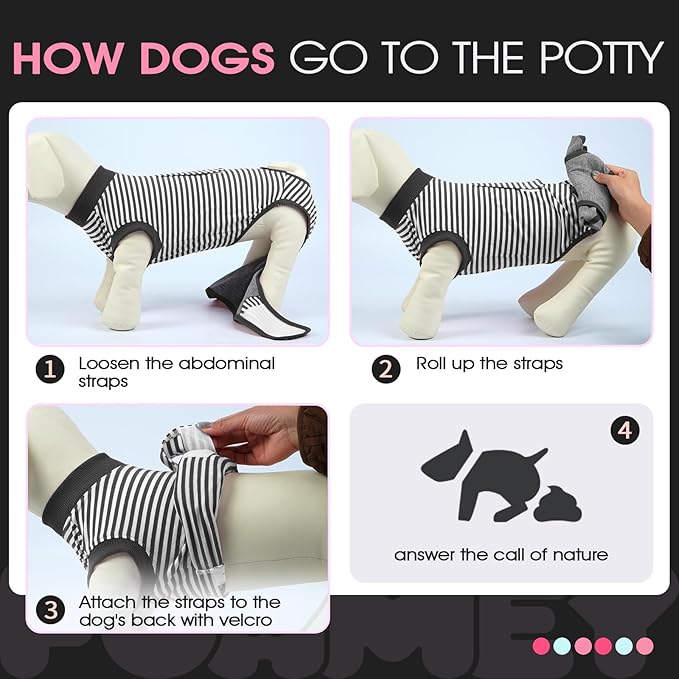 FUAMEY Dog Recovery Suit Male,Dogs Surgery Neuter Suits Puppy Spay Shirts for Female Protect Dog's Skin Anti Licking Abdominal Wounds Doggie Onesie Pet Bodysuit Alternative to Cone Gray Stripes L-PawvioPets