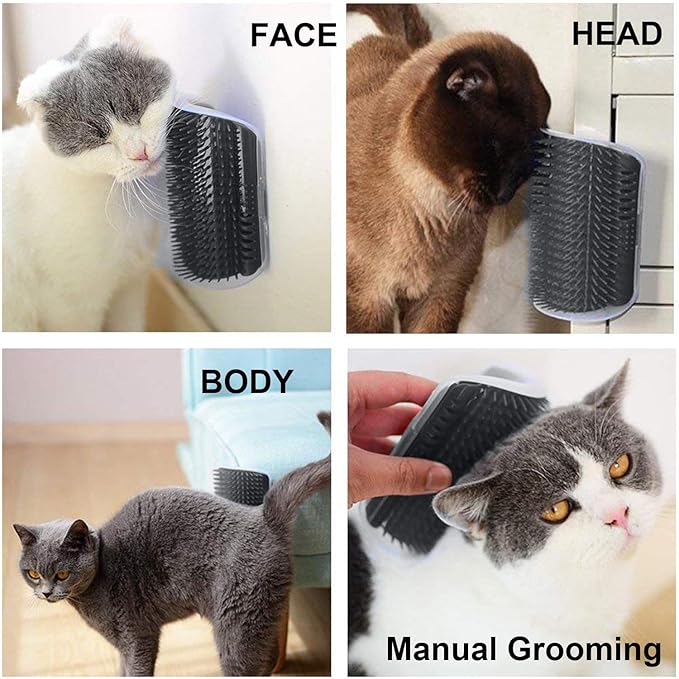 3.0 Softer Cat Self Groomer with Catnip, Dog Cat Corner Groomer,Wall Corner Scratcher Comb,Grooming Massage Brush, Perfect Scratch Massager Tool for Long & Short Fur Kitten/Puppy (2 Pack)-PawvioPets
