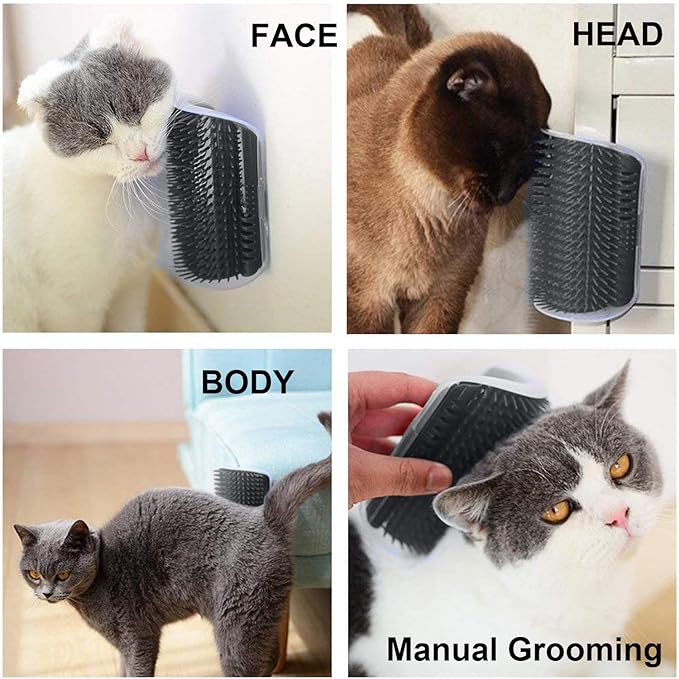3.0 Softer Cat Self Groomer with Catnip, Dog Cat Corner Groomer,Wall Corner Scratcher Comb,Grooming Massage Brush, Perfect Scratch Massager Tool for Long & Short Fur Kitten/Puppy (1 Pack)-PawvioPets