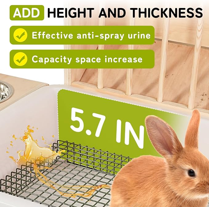 3 in 1 Extra Large Rabbit Hay Feeder with Litter Box, Wooden Bunny Toilet, for Large and Medium-Sized Dwarf Rabbit, Guinea Pig, Chinchillas, Hamster, Ferret, Other Animals-PawvioPets