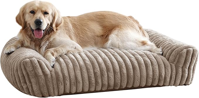 Arlee Saddle Sofa Memory Foam Pet Bed, Comfortable & Washable, Ideal for Dogs and Puppies, Extra Comfort, Couch Design, Crate & Kennel Furniture, Pet Supplies & Essentials, Tan, Large-PawvioPets