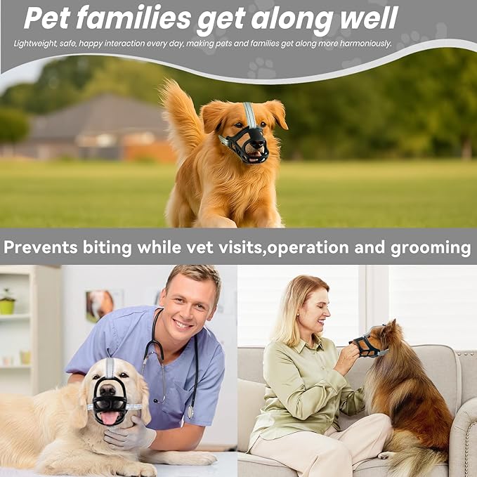 Dog Muzzle, Basket Muzzle for Small Medium Large Dogs, Anti-Biting and Chewing, Lightweight & Sturdy Cage Design, Allows Panting & Drinking, Ideal for Grooming & Training(Black Size S)-PawvioPets