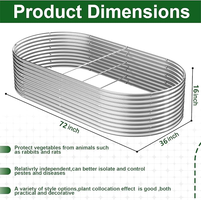 FRIZIONE 2pcs Tall 6x3ft Galvanized Raised Garden Bed Outdoor,Steel Garden Bed for Vegetables,Above Ground Garden Box for Flower,Metal Raised Beds for Gardening-PawvioPets