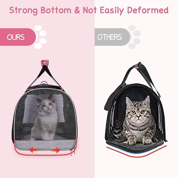 BurgeonNest Cat Carriers for Medium Puppy Under 25 lbs, Pet Carrier for Cats with Unique Side Bag,Top Load Small Pet Bag Soft-Sided Escape Proof with 4 Ventilated Windows-PawvioPets