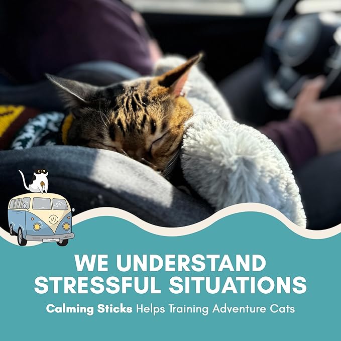 ALBERT & MIA Calming Sticks Lickable Calming Cat Treats for Stress and Anxiety Relief for Cats, Irresistible - Vet Recommended (Sleeping Aid, Vet Visits, Grooming, Car Rides, Plane) 20 Pack-PawvioPets