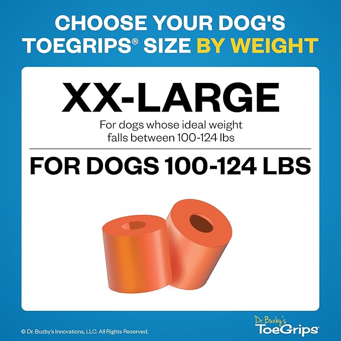 Dr Buzby's XXLarge ToeGrips for Dogs - Instant Traction on Wood/Hardwood Floors - Anti Slip Relief - Grippers for Senior Dogs - Stop Sliding Instantly - Rubber Nails for Paws - 1 Pack (20 Grips)-PawvioPets