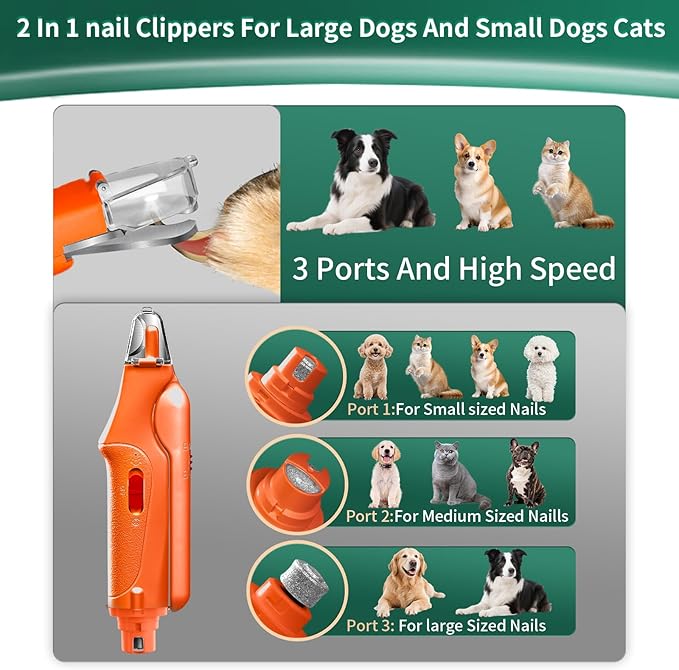 2-in-1 Cat Nail Clippers & Dog Nail Clippers Trimmers for Large Medium Small Dogs Cats Claw Trimmer Quick Sensor and Safety Guard USB Rechargeable with 2 LED Lights Dogs Nail Trimmer-PawvioPets