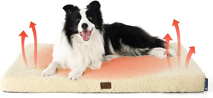 Bedsure Self Warming Dog Bed for Large Dogs - Orthopedic Waterproof Puppy Beds with Removable Washable Cover, Egg Crate Foam Pet Mat, Suitable for Pet Up to 65 lbs-PawvioPets