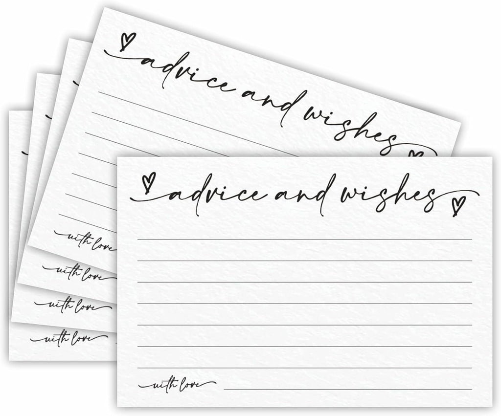 30 Advice & Wishes Cards - Minimalism White - Double Sided Fill-In Advice Cards For Bridal, Wedding, Graduate Party, Mr & Mrs, Retirement, Baby Shower, Party Favor & Supplies - A02