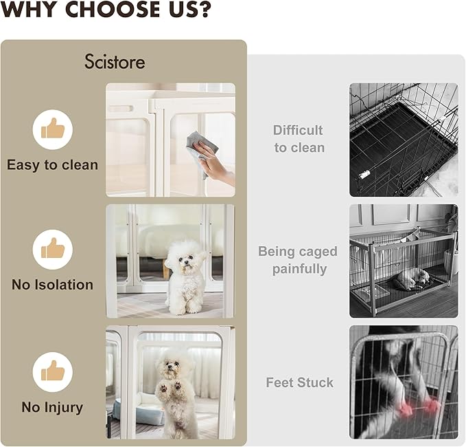 Acrylic Dog Playpen-Clear Dog Play Pen Indoor for Puppy-24”H 10Panels Transparent Pet Fence for Small Animals Rabbit Cat Ferret Whelping Crate Enclosure Cage Kennel with Easy Assembly-PawvioPets