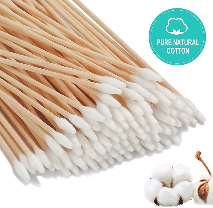 Extra Long Cotton Swabs, 400 Counts, 6-Inch | Lint-Free Tips for Gentle Cleaning of Small Dogs, Guns, Electronics, Makeup, and Crafts | Durable Wooden Sticks with Convenient Storage Box-PawvioPets