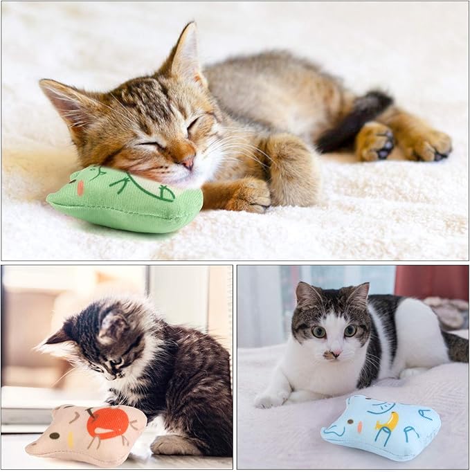 Dorakitten Catnip Toys for Indoor Cats - 5PCS Plush Cat Chew Toys Teething Interactive Catnip Filled Kitten Toy Soft Pet Toy-PawvioPets