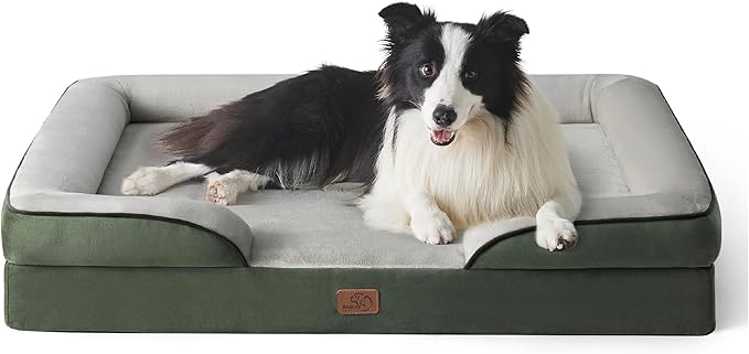 Bedsure Orthopedic Dog Beds Large Sized Dog - Washable Large Dog Cat Bed Waterproof, Comfort Dogs Couch Sofa with Washable Removable Cover, Pet Bed with Nonskid Bottom, Boreal Canopy Green, 35"-PawvioPets