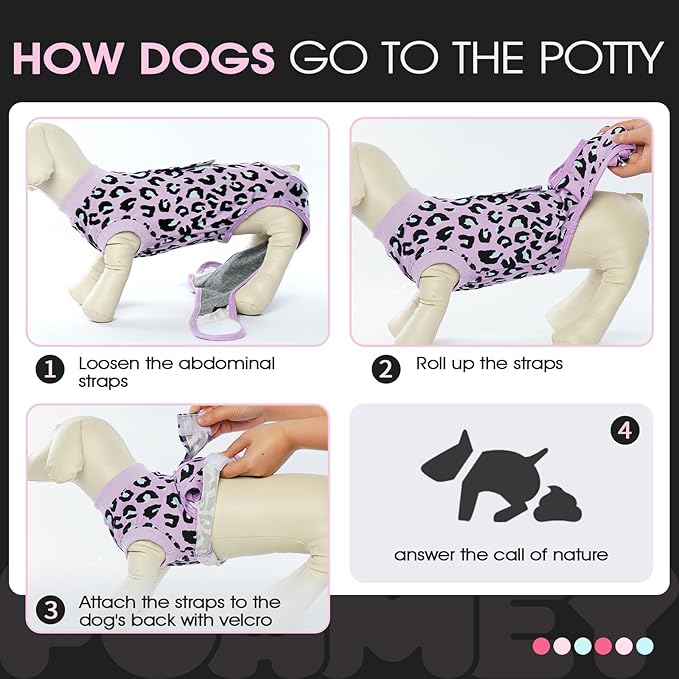 FUAMEY Recovery Suit for Dogs After Surgery,Soft Breathable Dog Bodysuit E-Collar & Cone Alternative Surgical Suit,Male Female Dog Neuter Spay Suits Anti Licking Wounds Onesie Purple Leopard S-PawvioPets