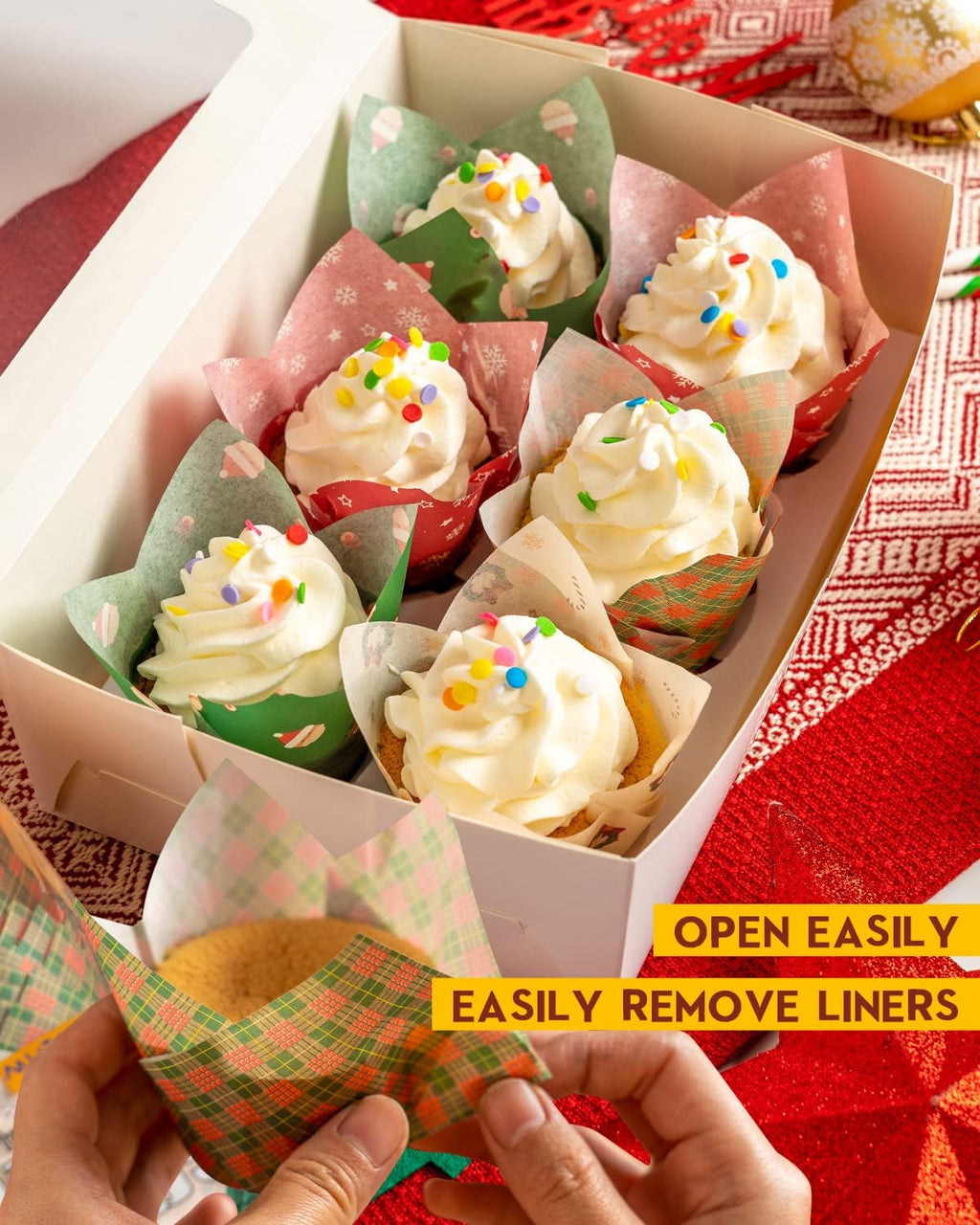 Katbite Christmas Tulip Cupcake Liners 200PCS, Muffin Baking Cupcake Liners Holders
