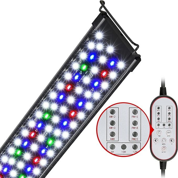Aquarium Light, 26W 24/7 Lighting Cycle, Sunrise/Daylight/Moonlight Mode and Custom Mode with Expandable Bracket, Adjustable Timer and 7 Color Brightness for 30~36IN Fish Tank-PawvioPets