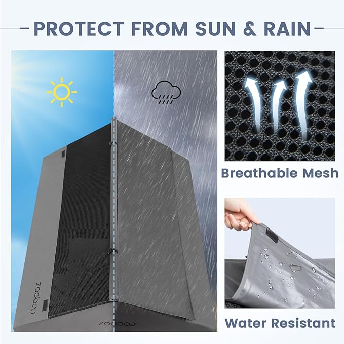 42” Outdoor Dog House for Large Breeds, Durable Large Dog Shelter with Weatherproof 600D PVC Canopy, Breathable 2x1 Textilene Fabric Elevated Dog Bed, XL Dog Kennel for Outside Use-PawvioPets