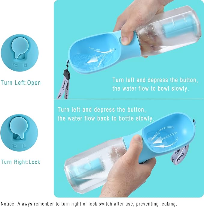 Dog Water Bottle with Food Container & Poop Bag Holder, Travel Water Bowl, Portable Pet Dispenser, Dog Stuff Accessories Items, Puppy Essentials Necessities for Yorkie Chihuahua Walking Hiking-PawvioPets
