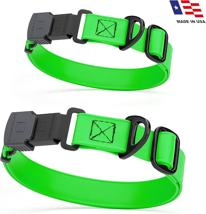 Dogline Biothane Waterproof Dog Collar with Herm Sprenger Stainless Steel Quick Release Buckle – Heavy Duty Tactical Durable Collar for Dogs – Comfortable and Safe Pet Collar, W 1" L 15-25", Green-PawvioPets