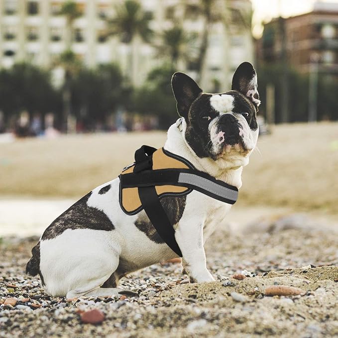 Bolux Dog Harness, No-Pull Reflective Dog Vest, Breathable Adjustable Pet Harness with Handle for Outdoor Walking - No More Pulling, Tugging or Choking (Army Yellow, L)-PawvioPets