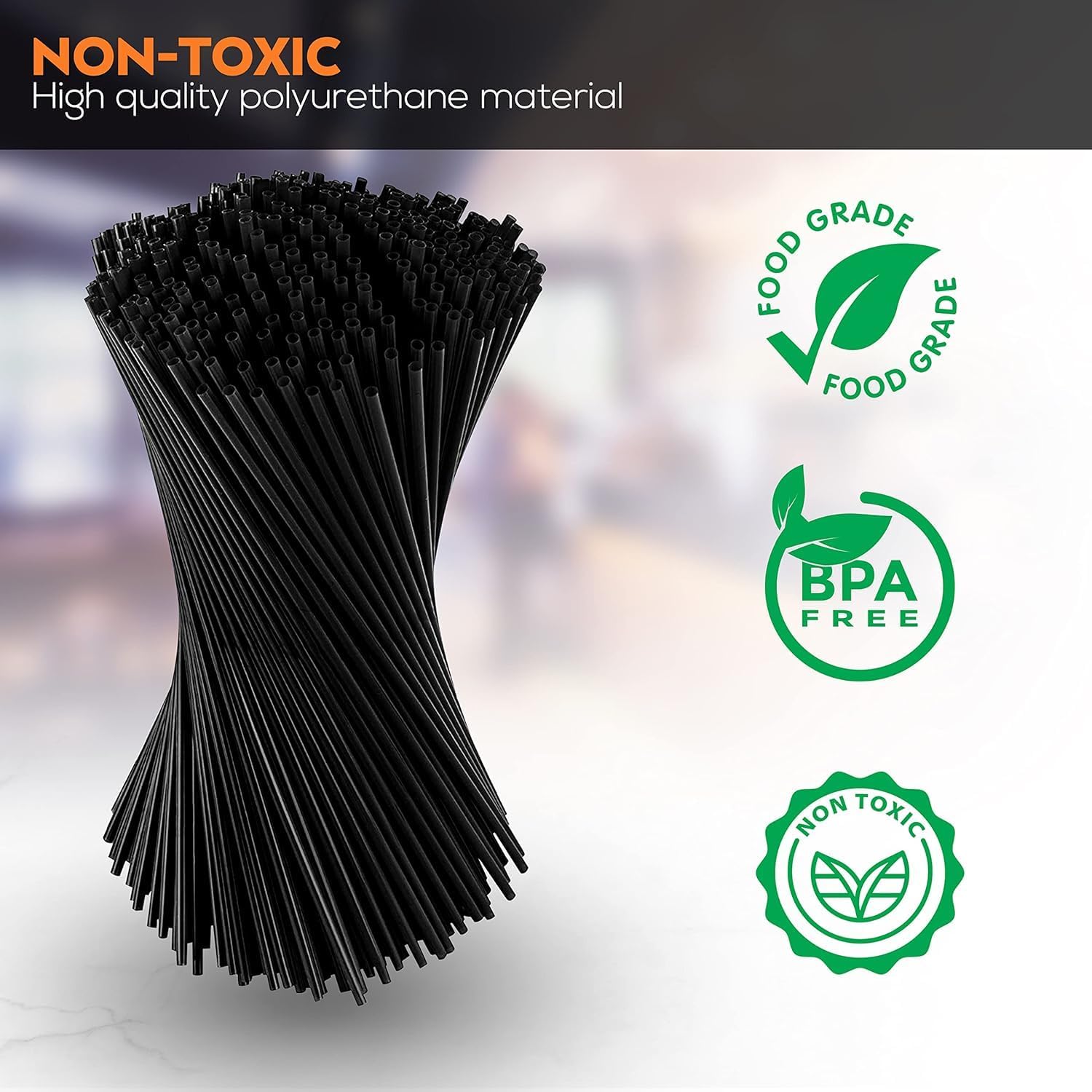 Black Mini Drink Stirrers - 5 Inch Plastic Coffee & Cocktail Stirrer Straws (500 Straws)