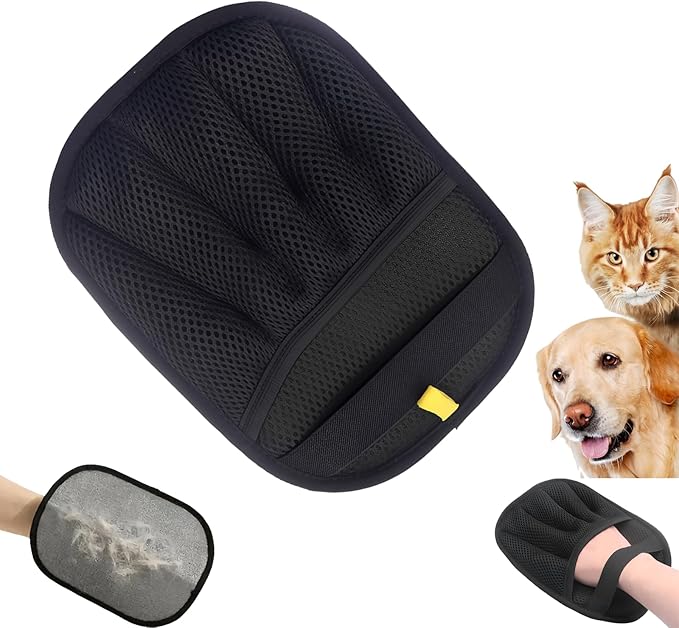 Double-Sided Pet Hair Removal Gloves - Reusable Static Removal Grooming Gloves for Dogs & Cats, Efficient Fur Removal Tool for Furniture, Carpet, Car Seats, Sofa, Bedding & Clothes (1 Pack)-PawvioPets