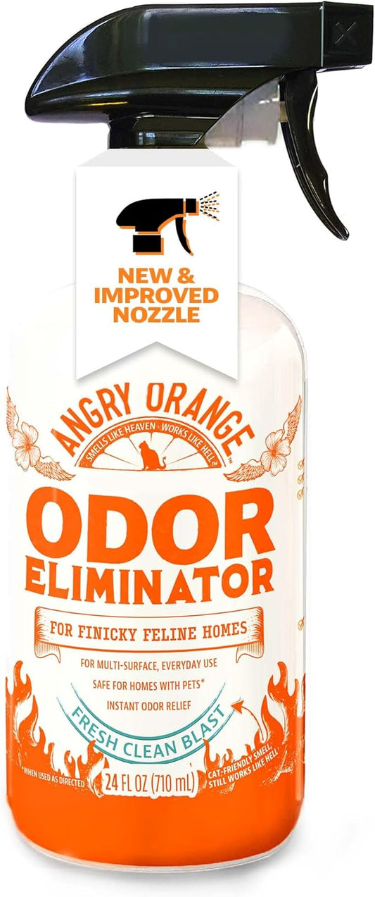 ANGRY ORANGE Pet Odor Eliminator for Cat Urine, Carpet Stains, and Strong Smells – Fresh Scent Odor Remover- 24 oz-PawvioPets
