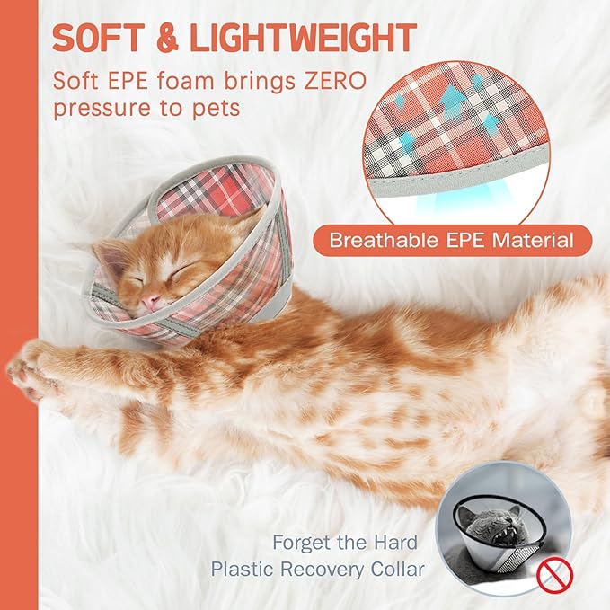 Cat Cone Collar Soft, Cat Recovery Collar for Large Medium Small Cats Kittens, Pet Cone Alternative After Surgery-PawvioPets