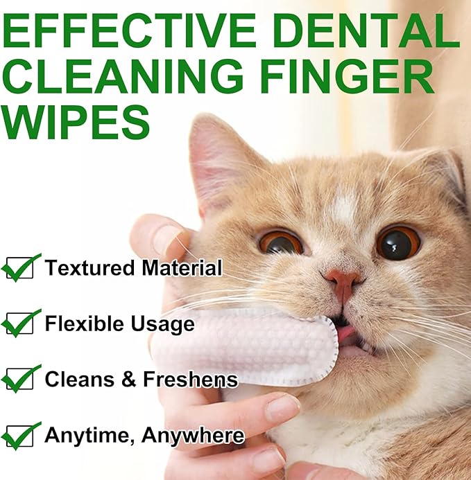 ALIVO Dental Teeth Cleaning Wipes for Dogs & Cats, Remove Bad Breath by Removing No-Rinse Dog Finger Toothbrush, Disposable Gentle Cleaning Pet Dental Care Wipes, 50pc-PawvioPets