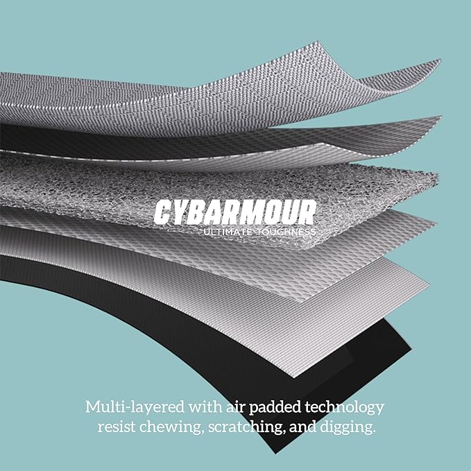 Cybarmour Indestructible Dog Bed - Outdoor Waterproof Chew Proof Dog Crate Pad - Orthopedic Kennel Mat for Aggressive Chewers - Large Breeds & Fits 42-Inch Crate - 41"x27", Limestone-PawvioPets