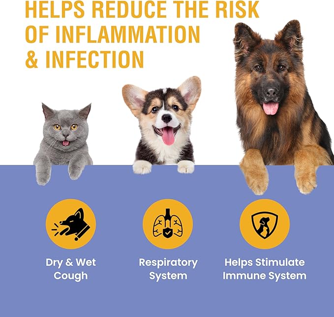 Cough Support for Dogs & Cats, Dry and Wet, Respiratory & Cold, Made in USA, 2oz-PawvioPets