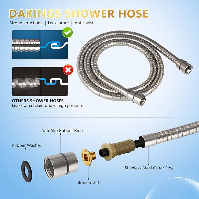 DAKDAKINGS 6 Spray Modes High Pressure Handheld Showerhead Set Upgraded 5 Inches Shower Head with Handheld Spray Brushed Nickel Handheld Shower Head 60 Inches Stainless Steel Hose-1-Min Install-PawvioPets