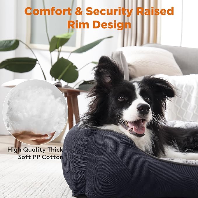 GASUR Rectangle Dog Bed for Large Dogs - Orthopedic, Durable and Anti-Slip. Cozy and Soft, Perfect for Sleeping. Warming Effect for Puppies. (M (30"x24"x9"), Black)-PawvioPets