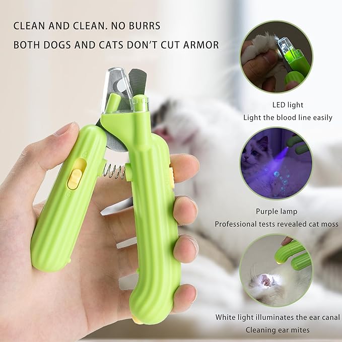 Cactus Shaped Cat Nail Clippers - Durable, Ergonomic Pet Grooming Tool for Cats & Kittens - Safe, Sharp, and Comfortable Claw Trimmer(Green)-PawvioPets